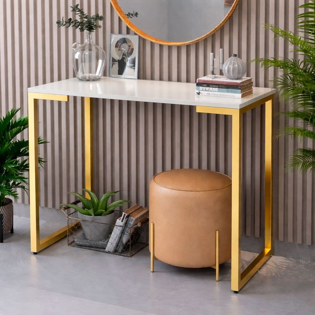 Aparador de Sala Industrial Mesa Lateral MDF Pé Metálico